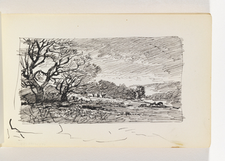 Sketchbook Folio, Quick Sketch of Landscape with Large Trees