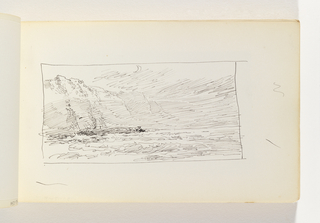 Sketchbook Folio, Quick Study of Ocean and Cliffs with Moon