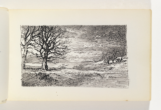 Sketchbook Folio, Dark Landscape with Bare Trees on Water Inlet