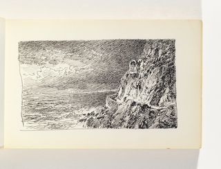 Sketchbook Folio, View of the Ocean and Cliffs with Possible Shrine on Path