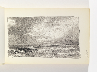Sketchbook Folio, Ocean View with Light Breaking through Dark Sky