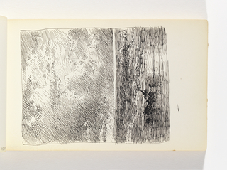 Sketchbook Folio, Dark Ocean under Dramatic Sky with Possible Shipwreck Debris