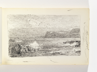 Sketchbook Folio, Ocean with Prominent Rocks and Distant Cliffs