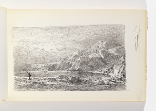 Sketchbook Folio, Inlet with Rocky Cliffs and Fisherman