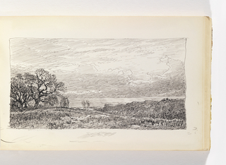 Sketchbook Folio, Low Hills with Trees and Distant Water
