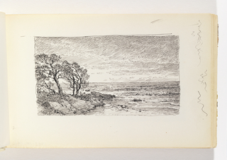 Sketchbook Folio, Ocean with Rocky Outcropping and Trees