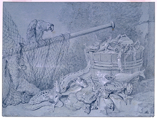 Drawing, Still-life of Fish, with Parrot
