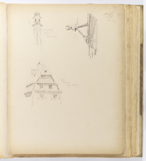 Album Page, Three Sketches: Building Details, Strasburg