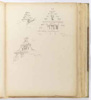 Album Page, Three Sketches of Building Details, Antwerp