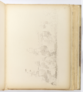 Album Page, Fleet of Man-o-War in Battle