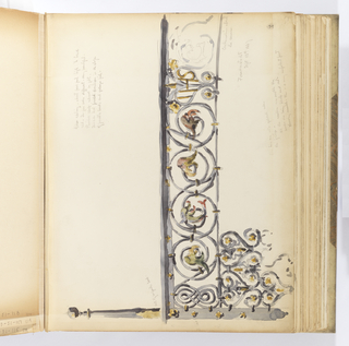Album Page, Drawing of Scrolling Ironwork