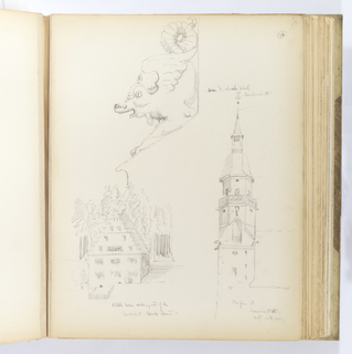 Album Page, Studies of Buildings and Ornament, Freudenstadt