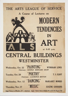 Poster, A Course of Lectures on Modern Tendencies in Art