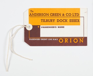 Luggage Tag, Luggage Tag for the Orient Line's Orion