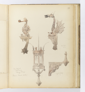 Album Page, Iron Lamps and Torch Bearers, Palazzo Strozzi, Florence