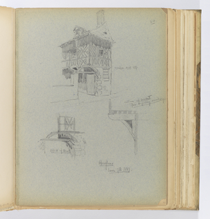 Album Page, Sketches of Wooden Arches, Honfleur