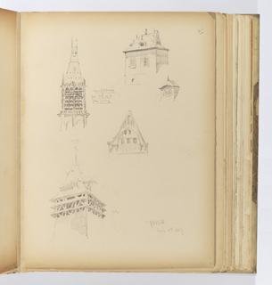 Album Page, Sketches of Architectural Details, Rouen