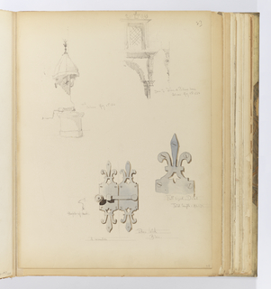 Album Page, Architectural Details from Orleans, Metalwork from Blois