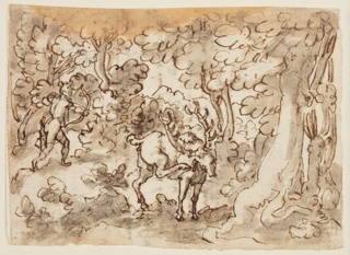 Drawing, Deer Hunt with Bow and Arrow