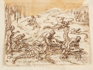 Drawing, Crocodile Hunt in Egypt
