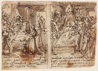 Drawing, The Penitent Man on his Deathbed; The Penitent Man Visited by a Priest and Angels