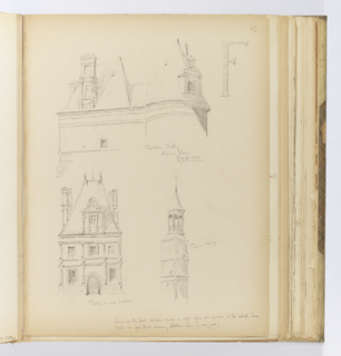 Album Page, Sketches of Château de Fontainebleau