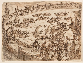 Drawing, Whale Hunt by the Emperor Claudius at Ostia