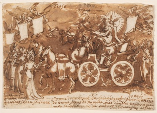 Drawing, Allegory of the Triumph of the Church, Third Scene