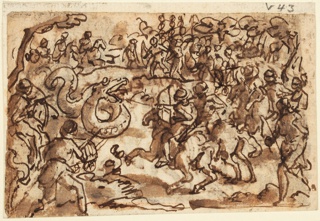 Drawing, The Roman Consul Attilius Regulus Fighting a Giant African Serpent