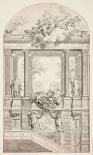 Drawing, Design for Staircase, Voorst Castle, The Hague, Netherlands