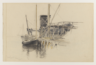 Drawing, Sailboat Docked, Newport