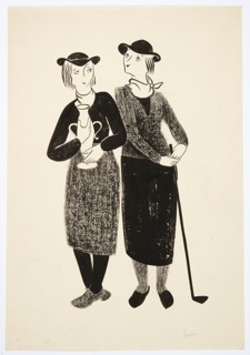Drawing, Two Women in Golf Dress