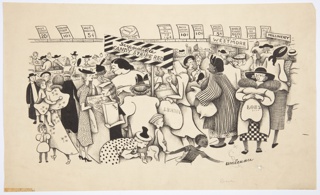 Drawing, Shoppers in a Variety Store