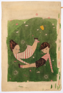 Drawing, Two Children Asleep on the Grass