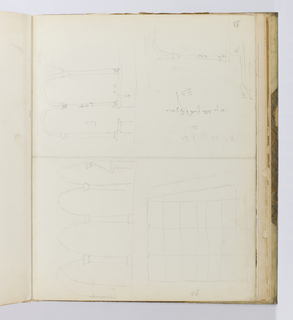 Album Page, Sketches of Arcades, verso: Elevation of Cathedral at Amboise