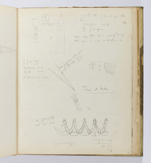 Album Page, Notes Related to Campanile, Milan, verso: Plan of Tile Floor in Dianne de Poitiers' Bedroom, Chateau de Chaumont