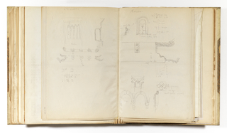 Album Page, Elevation and Plan of Second Window, Possibly at Abbey of Chiaravalle, Milan