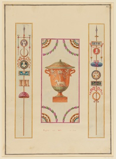 Drawing, Ornament Design, Cinerary Urn and Roman Standards