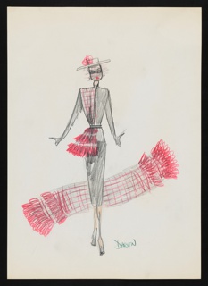 Drawing, Design for a Suit with Woven Shawl