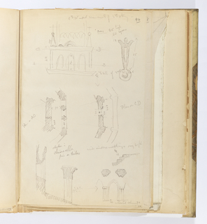 Album Page, Sketches of Window Elements, Possibly the Abbey of Chiaravalle, Milan