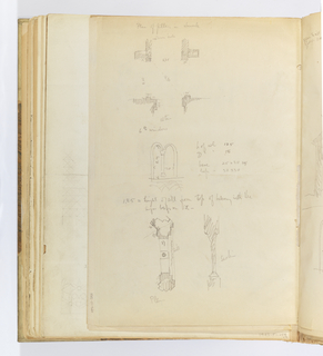 Album Page, Plan of Pillars in Church and 6th Window, Possibly from Abbey of Chiaravalle, Milan