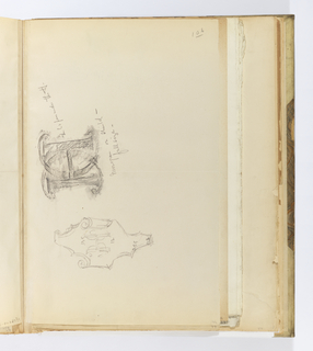 Album Page, Sketches Possibly of Fireplace from Château de Blois, France