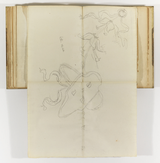 Album Page, Sketch of Garland and Shield with Three Flames, Possibly France?