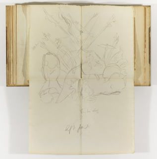 Album Page, Sketch of Trophy with Elements of Battle