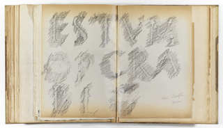 Album Page, Rubbing of Lettering from Inscription on Statue of Colleoni, Venice, Italy