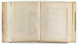 Album Page, Sketches of Campanile of San Zeno, Verona, Italy