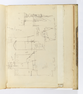 Album Page, Elevation and Details of Torre dei Turchi, Siena