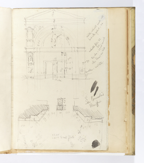 Album Page, Elevation and Plan of Façade of San Bernadino, Perugia, Italy