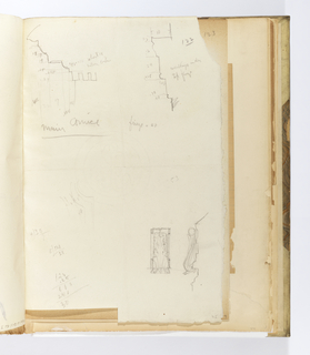 Album Page, Profile of Molding and Cornice with View of Modillion in Elevation and Profile