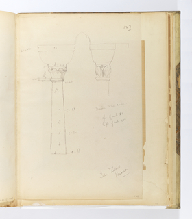 Album Page, Elevation of Two Columns, Possibly from Campanile of San Zeno, Verona, Italy